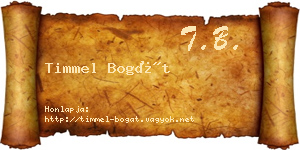 Timmel Bogát névjegykártya